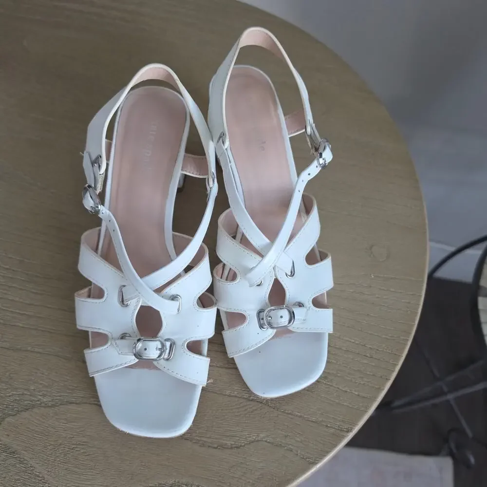 Kate Spade White Strappy Heeled Sandals Size 7.5